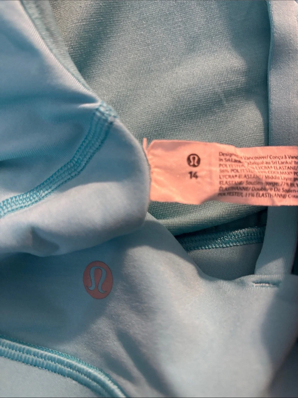 Lululemon Energy Bra, Electric Turquoise, Size 14